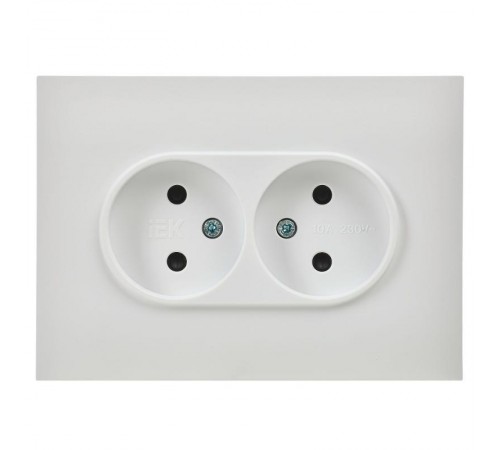SKANDY Розетка 2-местная без заземления с защитными шторками 10А в сборе SK-R09W арктический белый  SK-R23-10-K01-F  IEK