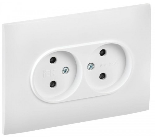 SKANDY Розетка 2-местная без заземления с защитными шторками 10А в сборе SK-R09W арктический белый  SK-R23-10-K01-F  IEK