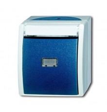 Кнопка 1-ая, НО контакт, с 2-мя независимыми сигнальными контактами, IP44, серия ocean цвет серый/сине-зелёный  1484-0-0373   2CKA001484A0373  ABB