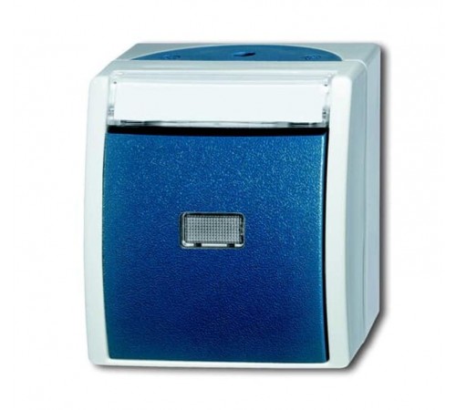 Кнопка 1-ая, НО контакт, с 2-мя независимыми сигнальными контактами, IP44, серия ocean цвет серый/сине-зелёный  1484-0-0373   2CKA001484A0373  ABB