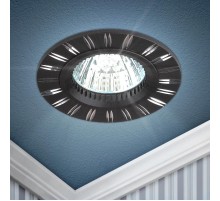 Светильник встраиваемый под лампу KL33 AL/BK/1 штампованный поворотный MR16,12V, 50W сатин никель  Б0049557  ЭРА