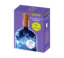 Комплект гирлянд декоративных, питание от ЭП  DC-G04-20WS4, комплект 4 шт., Пробки, бел., 20 LED, 3xAG13, IP20  .5047952  ФАZА