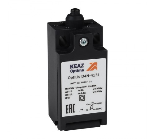 Выключатель концевой OptiLiS D4N-8132 толкатель роликовый пластиковый EN 50047 XCKT2100P16  365315  КЭАЗ