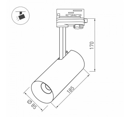 Светильник SP-POLO-TRACK-LEG-R85-15W Day4000 (BK-WH, 40 deg)  027447  Arlight