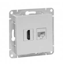 Механизм розетки HDMI+RJ45 (cat5), алюминий Эпика EKF  UP1-SOA-HDMI+RJ45  EKF