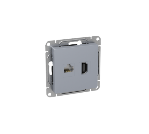 Механизм розетки HDMI+RJ45 (cat5), алюминий Эпика EKF  UP1-SOA-HDMI+RJ45  EKF