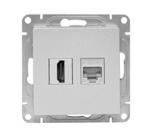 Механизм розетки HDMI+RJ45 (cat5), алюминий Эпика EKF  UP1-SOA-HDMI+RJ45  EKF