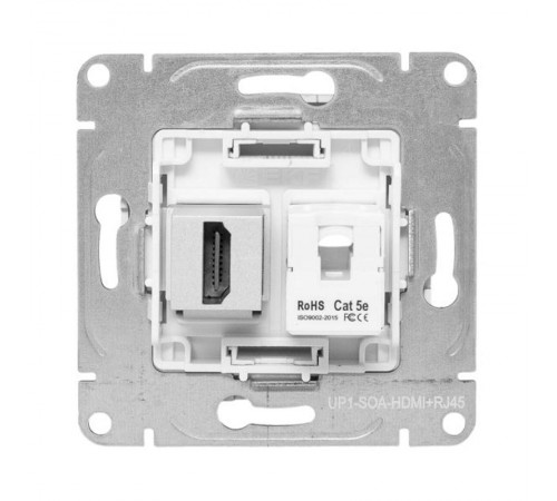 Механизм розетки HDMI+RJ45 (cat5), алюминий Эпика EKF  UP1-SOA-HDMI+RJ45  EKF