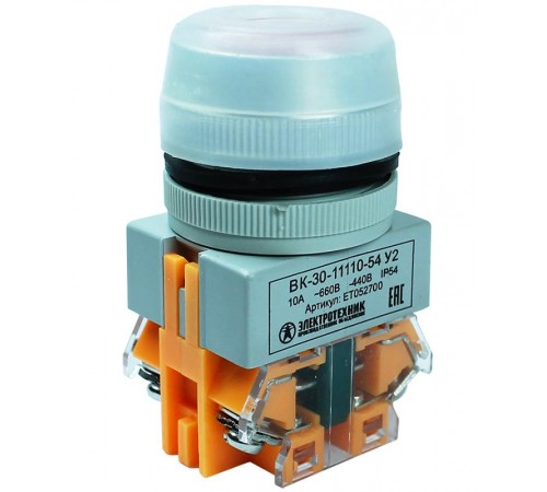 ВК30-10-11110-54 У2, красный, 1з+1р, цилиндр, IP54, 10А. 660В, выключатель кнопочный (ЭТ)  ET013273  Электротехник