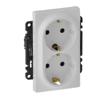 Valena LIFE DIY Белый Розетка 2-ая с/з с защитными шторками, безвинт.зажим  753426  Legrand