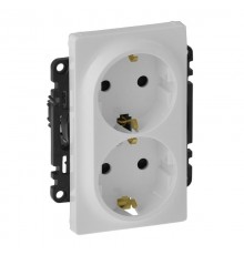Valena LIFE DIY Белый Розетка 2-ая с/з с защитными шторками, безвинт.зажим  753426  Legrand