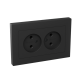 Механизм розетки двойной, 16А, без заземления, без шторок, с рамкой, чёрный Эпика EKF  UP1-SOB-200  EKF