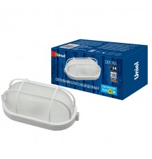 Светильник пылевлагозащищенный для ЖКХ под лампу Е27 UWL-O02 100W/E27 IP54 WHITE Овал/Решетка  UL-00006774  Uniel