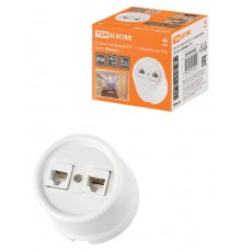 Розетка телефонная RJ11 + компьютерная RJ45 белая "Болонь"  SQ1820-0052  TDM