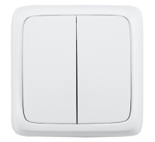Выключатель открытой установки, двухклавишный, цвет белый  ВА10-151  HEGEL