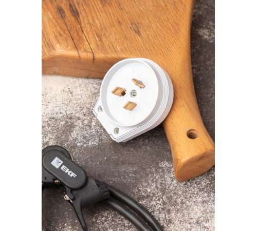 Вилка для разъема РШ-ВШ 32А 250В 2P+PE пластиковая бел.  AS-250-B-01  EKF