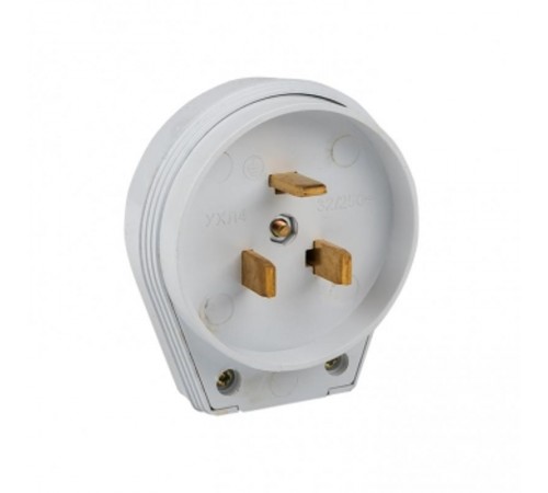 Вилка для разъема РШ-ВШ 32А 250В 2P+PE пластиковая бел.  AS-250-B-01  EKF