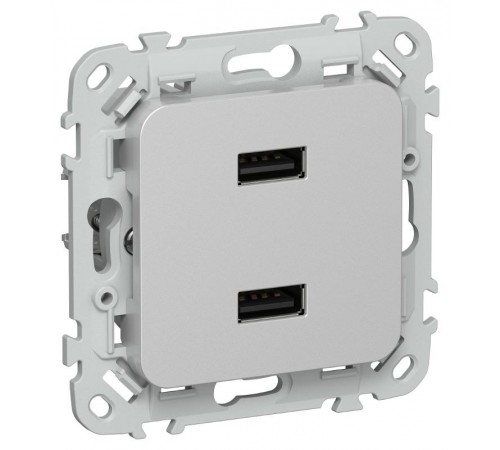 FLITE Розетка USB A+A 2,1А РЮ-2-ФлА алюминий  FI-U21-D31-K47  IEK