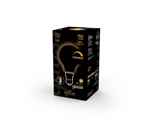 Лампа светодиодная Filament Шар 9W 590lm 3000К Е14 milky диммируемая LED 1/10/50  105201109-D  Gauss