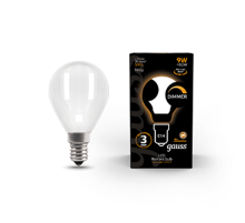 Лампа светодиодная Filament Шар 9W 590lm 3000К Е14 milky диммируемая LED 1/10/50  105201109-D  Gauss