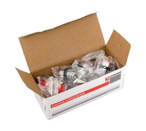 Исполнительный механизм кнопки XB4 красный плоский возвратный без фиксации, с подсветкой EKF PROxima  XB4BW-R  EKF