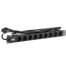 PDU 9 розеток нем. ст, 1U, шнур 2м вилка нем. ст ПВХ чер  PH22-9D1-P  ITK