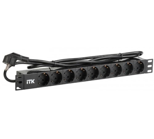 PDU 9 розеток нем. ст, 1U, шнур 2м вилка нем. ст ПВХ чер  PH22-9D1-P  ITK