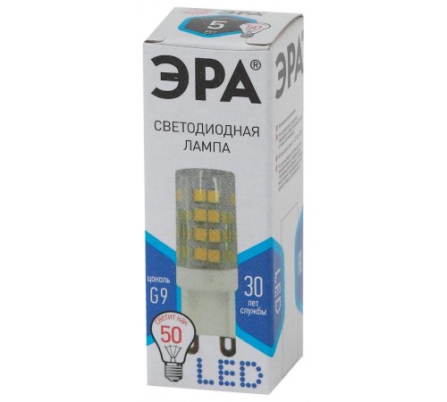 Лампа светодиодная LED 5Вт G9 220В 4000К smd JCD капсульная  Б0027864  ЭРА