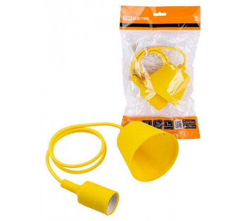 Патрон пластиковый Е27 с подвесом 1 м, желтый TDM  SQ0335-0065  TDM