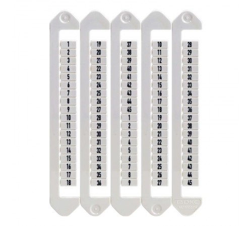 Маркировка для клемм, ширина 5 мм, от 1 до 45, вертикалная ориентация  NUTB-5-1-45V  DKC