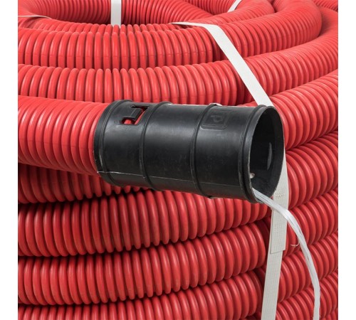 Труба гофрированная двустенная ПНД d 110 с зондом (50 м) красная, EKF PROximatg2st-110-50mEKF
