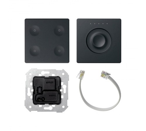 Simon 82 Комплект 4-кл сенсорн.выкл.+ сенс.регулятор, без маркиров., KNX, графит  8400651-038  Simon
