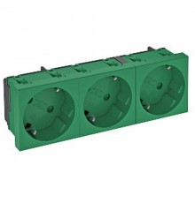 Розетка 3х2К+3 под углом 33° шторки 16А 250В (45х135 мм - 3 модуля Modul45) зеленая  6120127  OBO Bettermann