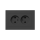 Механизм розетки двойной, 16А, без заземления, без шторок, с рамкой, чёрный Эпика EKF  UP1-SOB-200  EKF