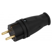 Вилка каучуковая c заземлением 16А IP44 прямая черная VX10-B-IP44  Б0055414  ЭРА снято с производства, аналог:Б0069321