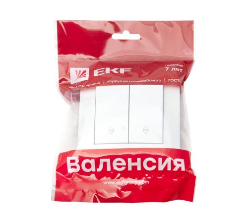 Валенсия выключатель 2-кл. 10А белый проходной EKF PROxima   EWV10-027-10   EKF