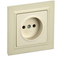 BRITE Розетка без заземления без шторок10А в сборе РСР10-1-0-БрКр бежевый  BR-R10-10-K10-F  IEK