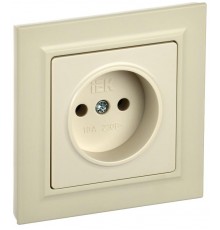 BRITE Розетка без заземления без шторок10А в сборе РСР10-1-0-БрКр бежевый  BR-R10-10-K10-F  IEK