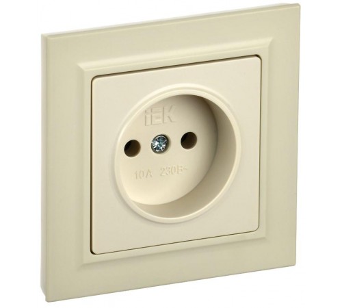 BRITE Розетка без заземления без шторок10А в сборе РСР10-1-0-БрКр бежевый  BR-R10-10-K10-F  IEK