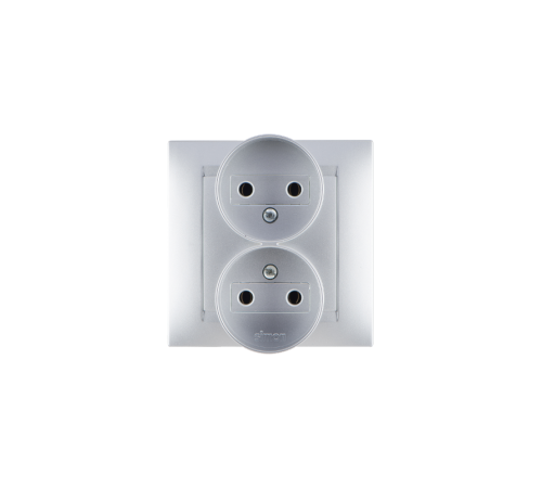 Simon 15 Алюминий Розетка двойная б/з, 16А 250В, винт. зажим  1590457-033  Simon