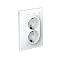 AtlasDesign Белый Розетка 2-ая с заземлением, со шторками, 16А, (в сборе с рамкой)  ATN000126  SE