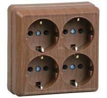 ОКТАВА дуб Розетка 4-местная О/У с/з 16А РС24-3-ОД  ERO41-K04-16-DC  GENERICA