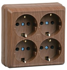 ОКТАВА дуб Розетка 4-местная О/У с/з 16А РС24-3-ОД  ERO41-K04-16-DC  GENERICA