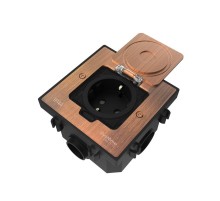 MultiDesk Лючок с розеткой 2К+З, 16А/250В, IP44 с монтажной коробкой для бетонных полов Медь, тип MDK21  MDK21202CC  SE