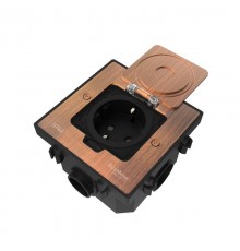 MultiDesk Лючок с розеткой 2К+З, 16А/250В, IP44 с монтажной коробкой для бетонных полов Медь, тип MDK21  MDK21202CC  SE