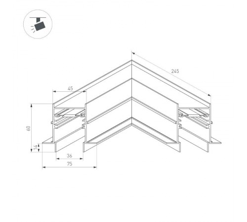 Коннектор угловой MAG-CON-4560-FDW-L90 (BK) (arlight, IP20 Металл, 3 года)  034681  Arlight