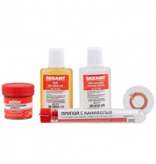 Набор для пайки К1 универсальный (припой, флюс ПК, флюс СКФ, канифоль, оплетка)  09-3740  REXANT
