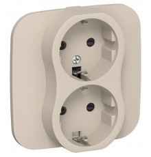 FLITE Розетка 2-ая с заземлением со шторками быстрозажимные клеммы 16А РСш12-1-А-ФлЛ льняной  FI-R24A-16-1-K88  IEK