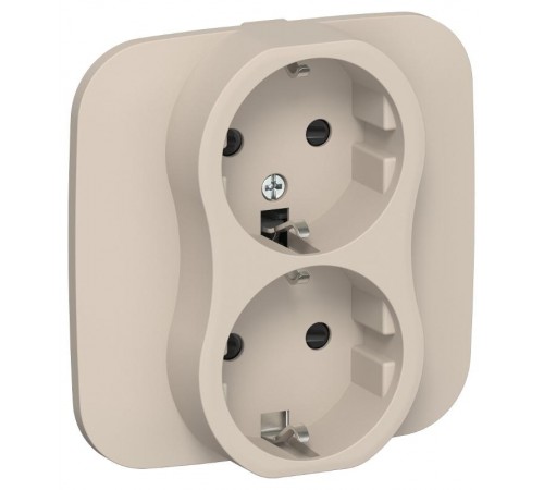 FLITE Розетка 2-ая с заземлением со шторками 16А РСш12-0-А-ФлЛ льняной  FI-R24A-16-K88  IEK