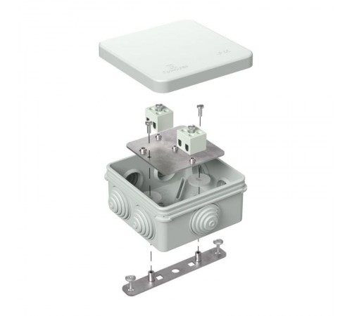 Коробка огнестойкая для о/п 40-0210-FR1.5-4 Е15-Е120 RAL7035 80х80х40 (44 шт/кор) серая  40-0210-7035-FR1.5-4  Промрукав